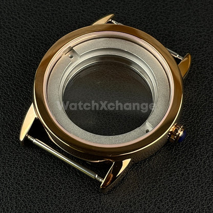 Rose Gold Sapphire Crystal 42mm Steel Watch Case For ETA 2824 PT5000 Movement