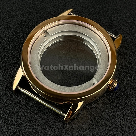 Rose Gold Sapphire Crystal 42mm Steel Watch Case For ETA 2824 PT5000 Movement