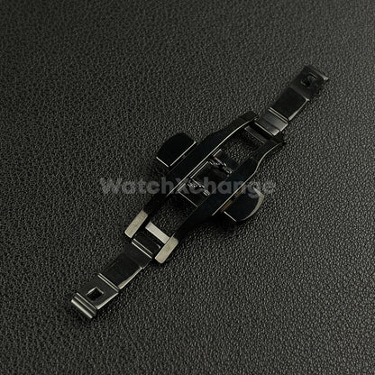 Black Double Push Button Butterfly Clasp Buckle For Watch Band Strap
