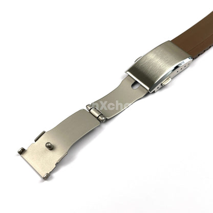 Brown Rubber Watch Strap Deployment Clasp Cut To Size Quick Release 20mm 22mm