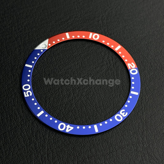 Blue & Red 38mm Flat Aluminium Bezel Insert For Divers Watch Seiko Mod Turtle
