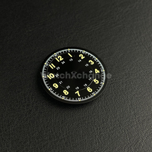 29mm Black Watch Dial w/Green Luminous Replacement for NH35 Watch Movement Parts