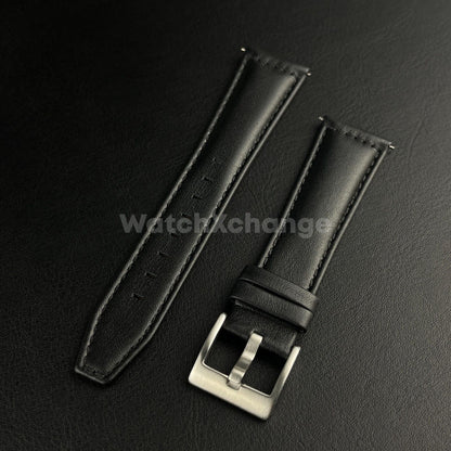 Black Genuine Leather Watch Wrist Band Mens Strap 21/22mm Fit Longines Pioneer