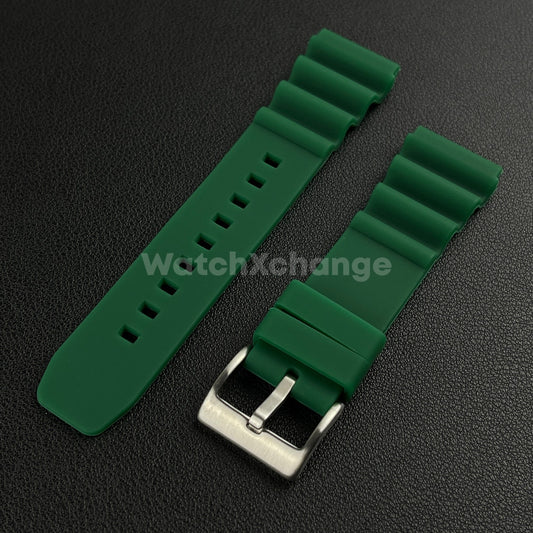 Green Rubber Watch Strap Band For Rolex Seiko SKX007 Citizen Universal 20/22mm