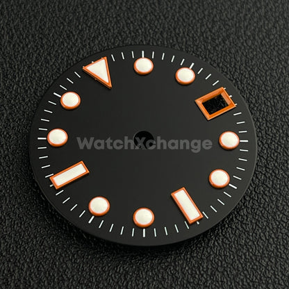28.5mm Black & Orange Watch Dial Face for SEIKO NH35 Movement