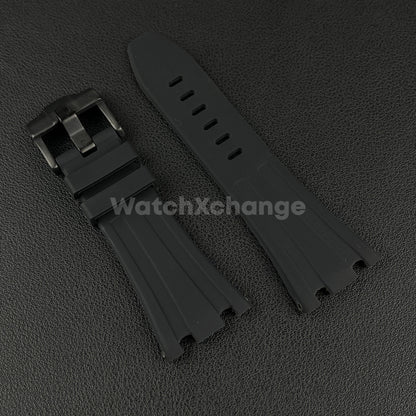 Black Audemars Piguet AP 28mm x 20mm Royal Oak Rubber Watch Strap 15710 15703