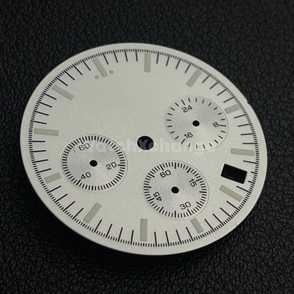 Silver 31.5mm Modified Watch Dial Accessory for VK63 Quartz Movement