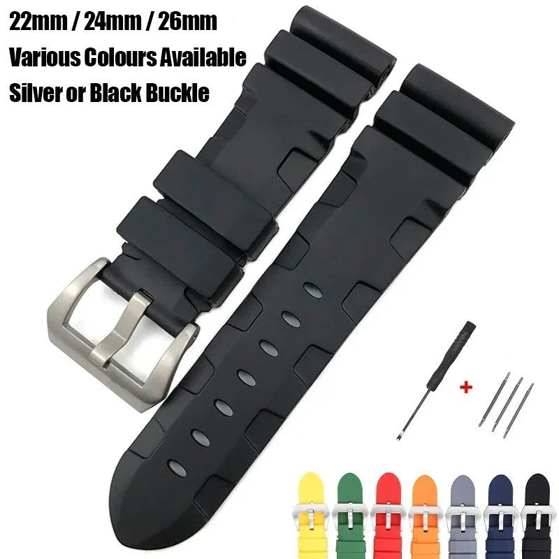 Waterproof Silicone Rubber Watch Strap Band For Panerai PAM 22mm 24mm 26mm