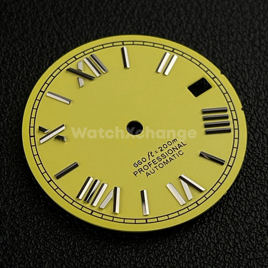 28.5mm Yellow Roman Numeral Watch Dial for SEIKO NH35 4R35 Movements
