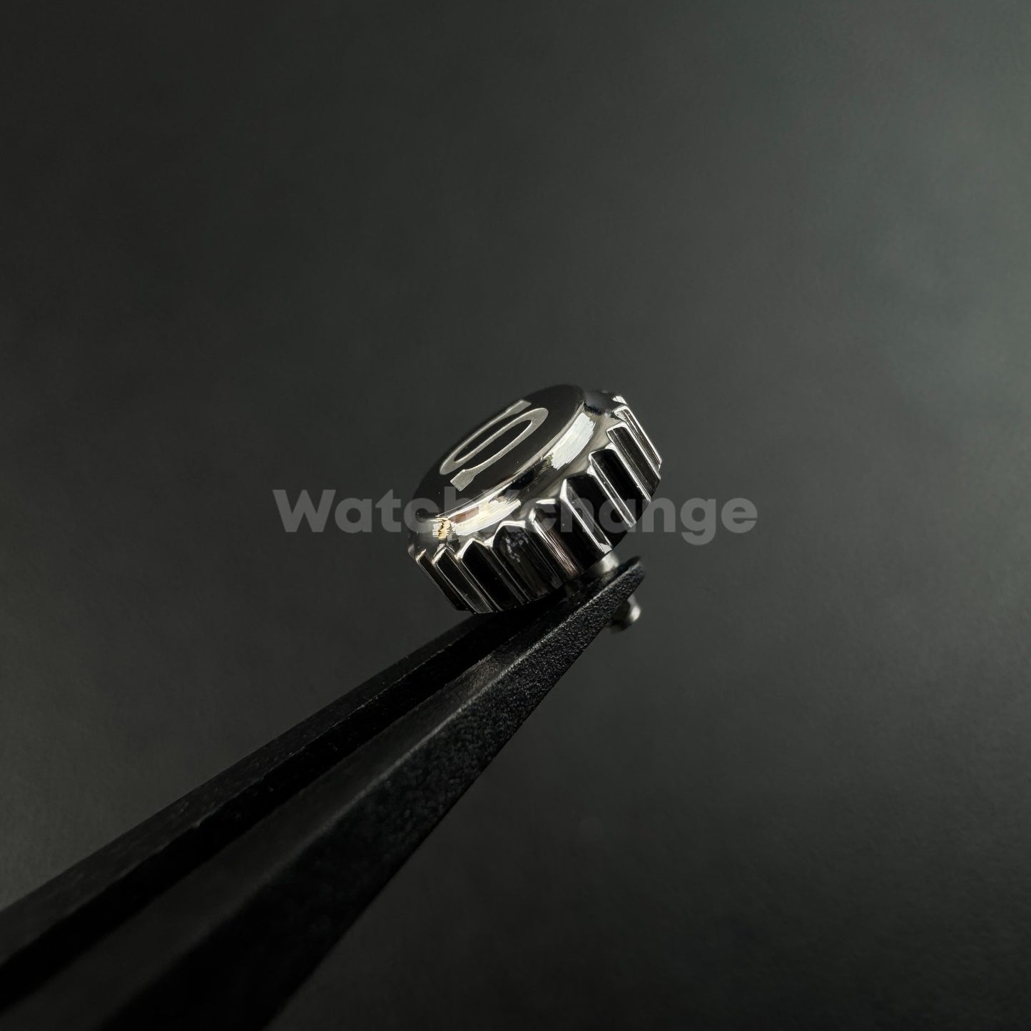 Silver Stainless Steel Watch Crown For Log Case NH35 Engraved S Logo