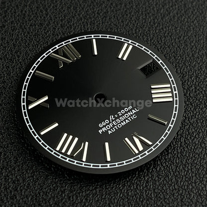 28.5mm Black Roman Numeral Watch Dial for SEIKO NH35 4R35 Movements
