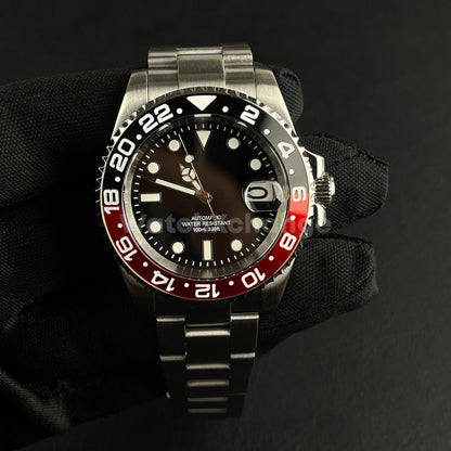 Black & Red Coke 40mm Diving Mens Watch NH35A Automatic Movement Sapphire Steel