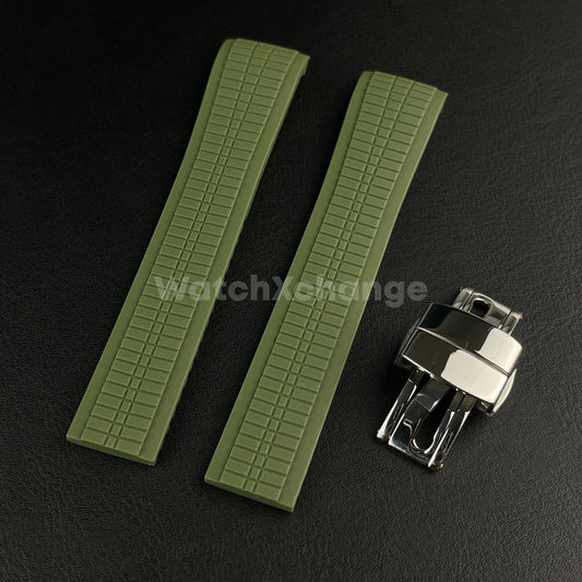 Green 21mm Silicone Watchband For Patek Philippe Aquanaut Grenade 5164 5167