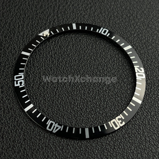 Black & Silver 36.5mm Sloped Aluminium Watch Bezel Insert for Rolex Seiko
