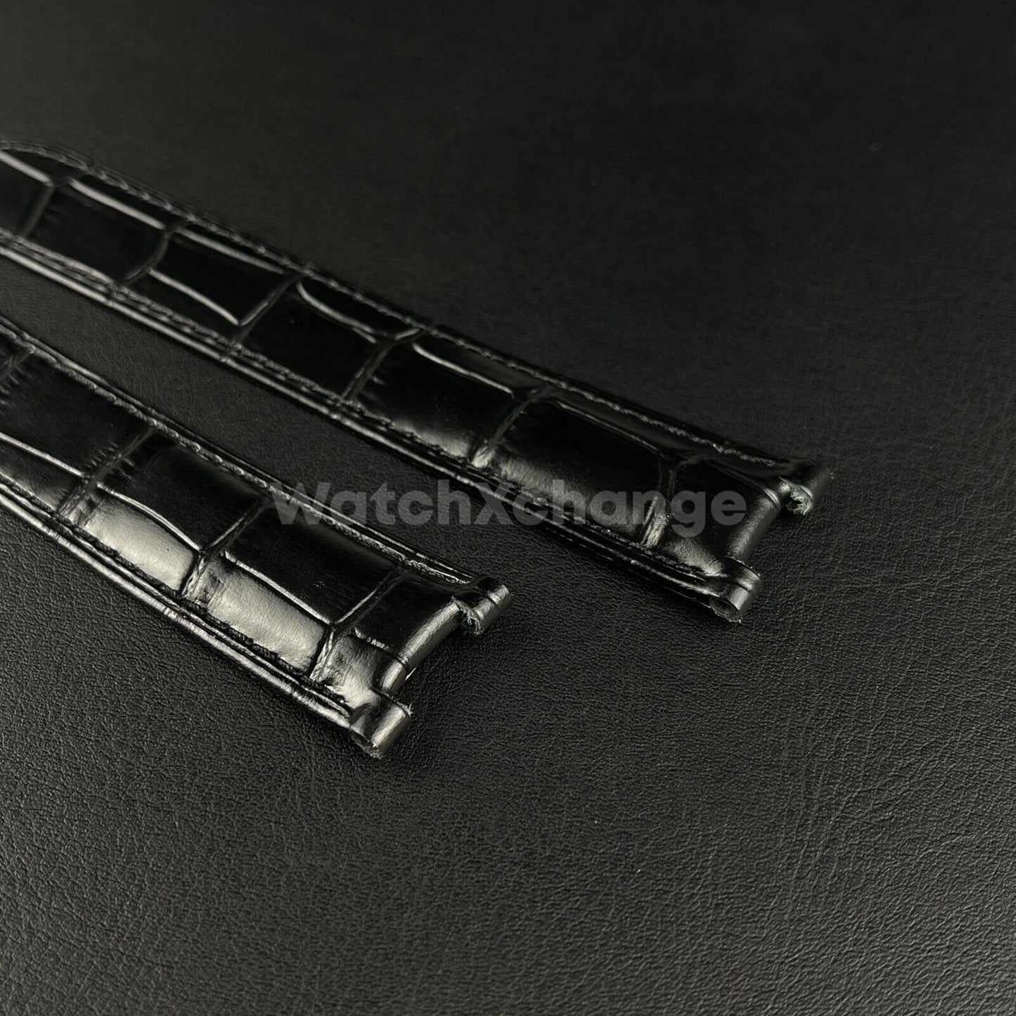 20mm Black Genuine Leather Strap Band fit Cartier Pasha Watch