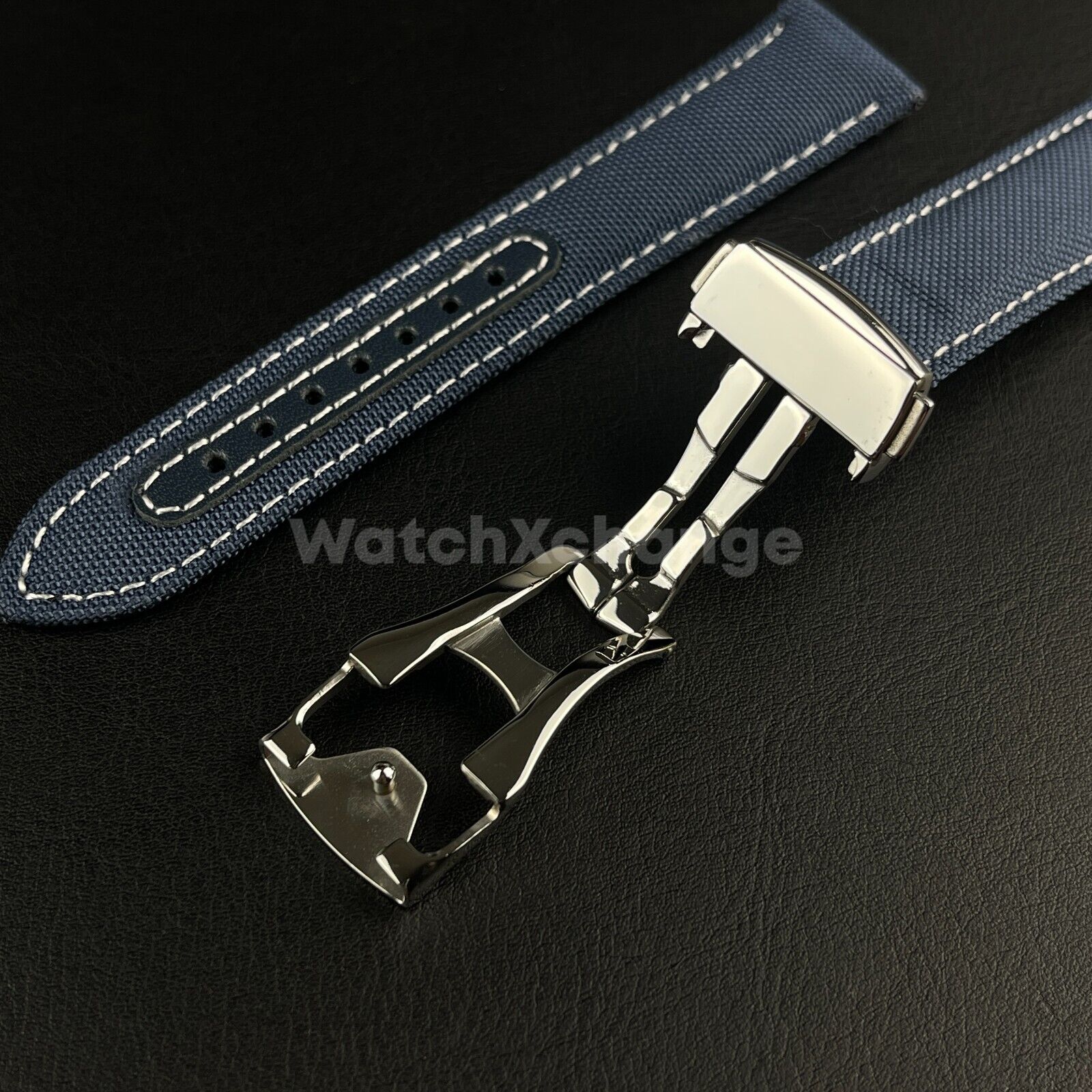 Blue Breathable Nylon Canvas Watch Band Strap Sport for Omega Seamaster 20mm