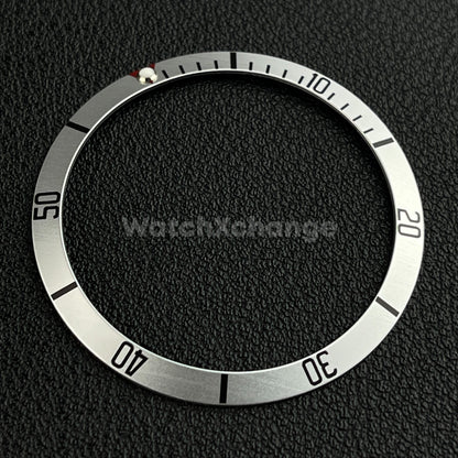 Silver & Black 36.5mm Sloped Aluminium Watch Bezel Insert for Rolex Seiko