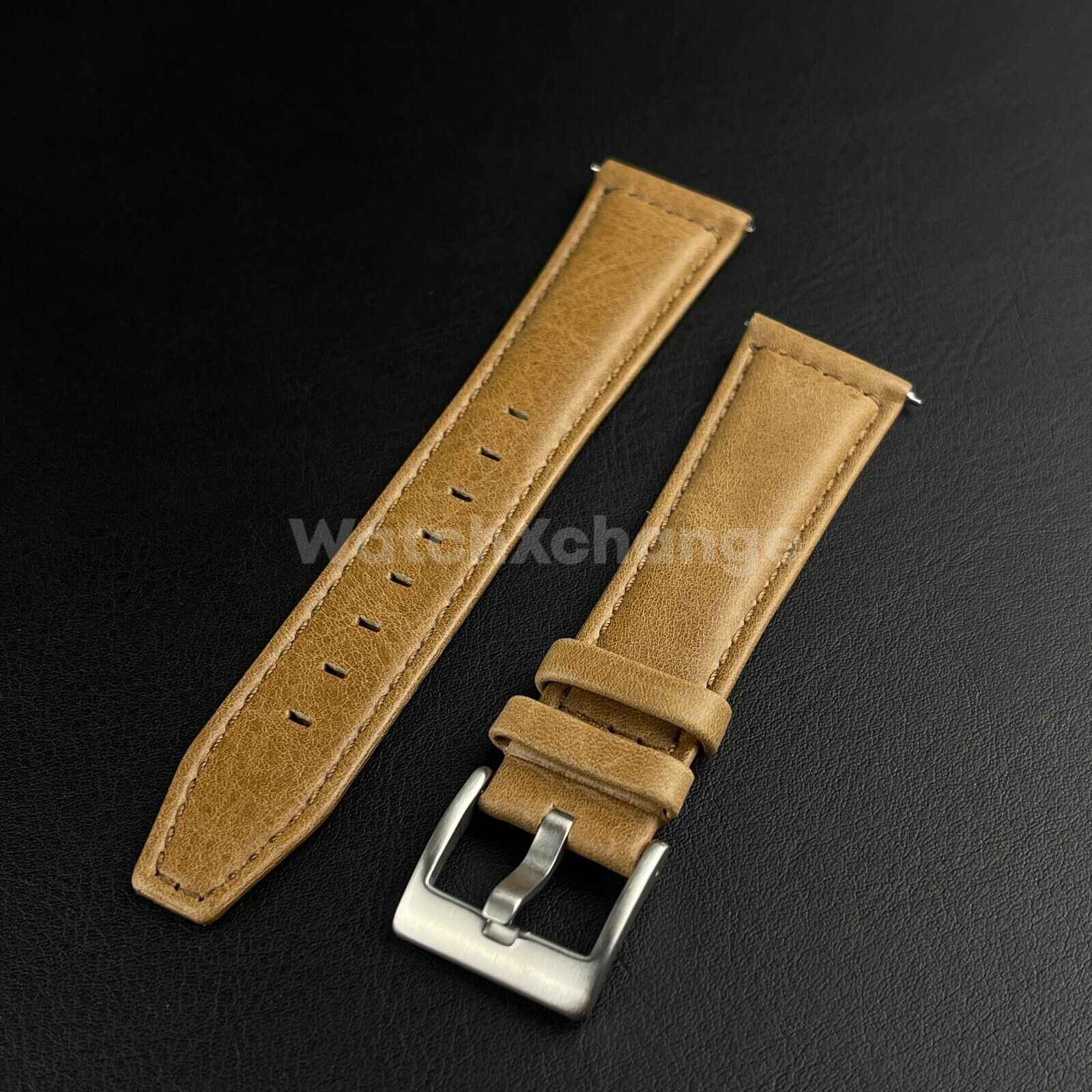 Khaki Genuine Leather Watch Wrist Band Mens Strap 21/22mm Fit Longines Pioneer