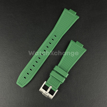 Green Tissot PRX Waffle Silicone Rubber Watch Strap 12mm 40mm Powermatic 80