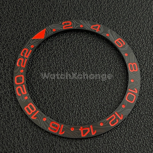 Red & Black Grey Carbon Fibre Style Ceramic Watch Bezel Insert for Seiko NH35