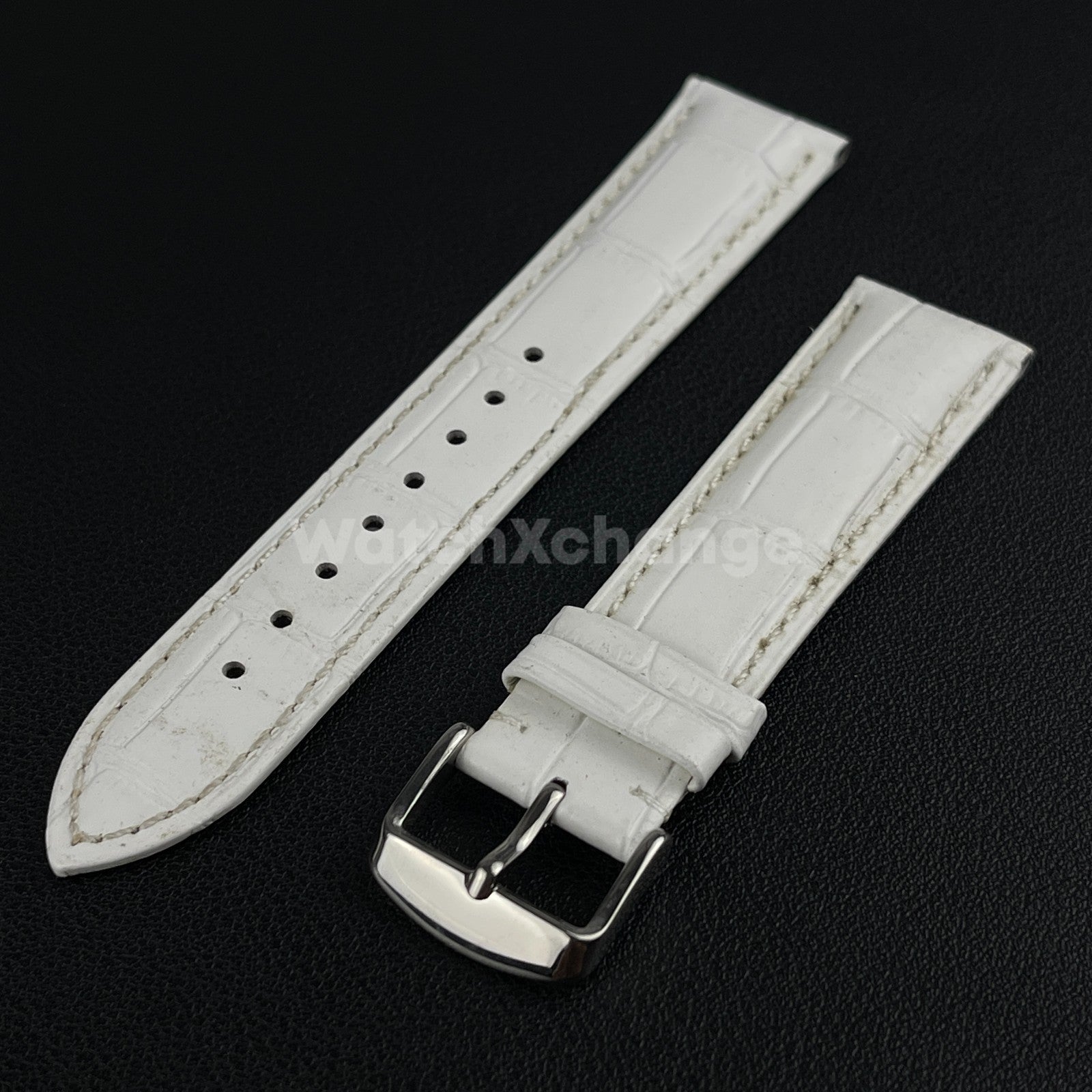 Defective White Genuine Leather Universal Watch Strap Band Alligator Grain 20mm