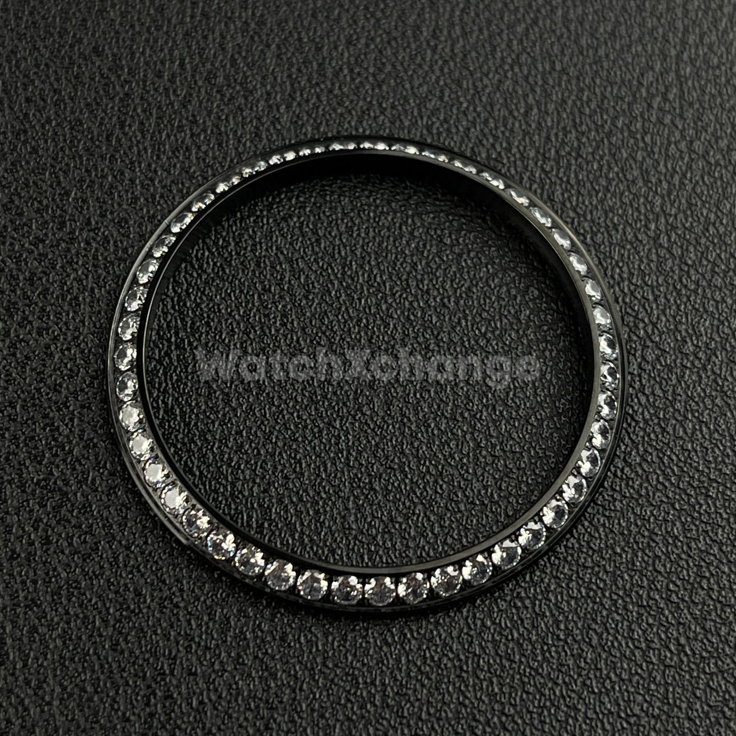 Black Curved Gemstone Stainless Steel Watch Bezel Insert Ring 36mm 39mm