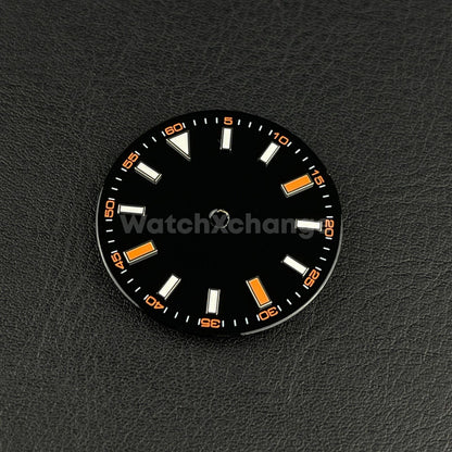 28.5mm Black Orange Watch Dial Blue Luminous for SEIKO NH35 NH36 Movement Parts