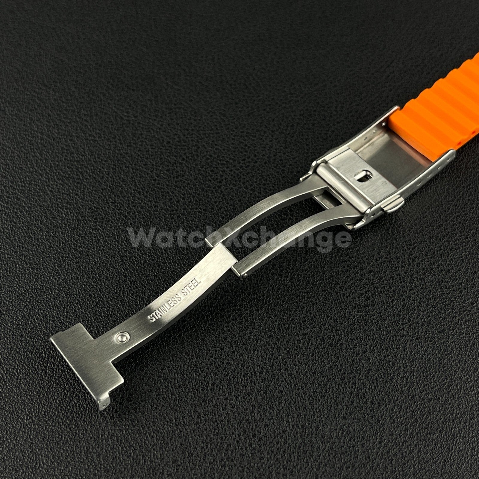 Orange Rubber Watch Strap Deployment Clasp Cut To Size Quick Release 20mm 22mm