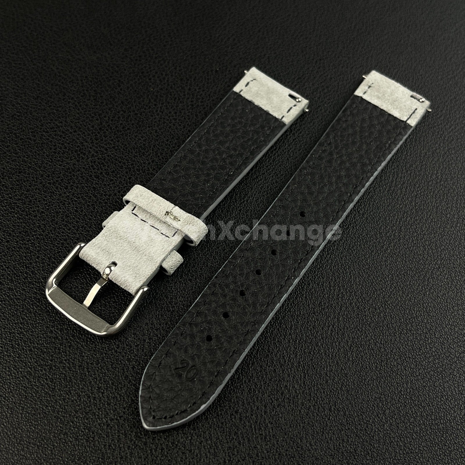 Grey Watch Strap Suede Leather Premium Quick Release Band 18 19 20 22mm