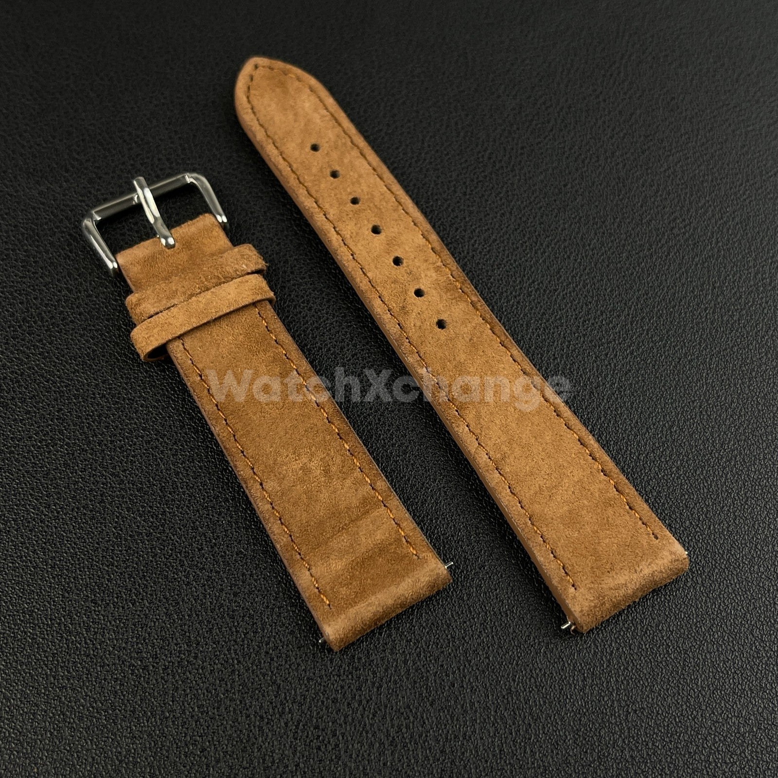 Dark Brown Watch Strap Suede Leather Premium Quick Release Band 18 19 20 22mm