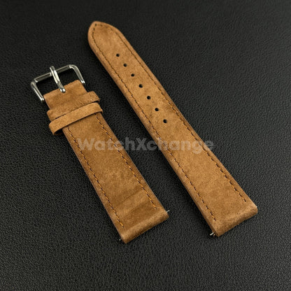 Dark Brown Watch Strap Suede Leather Premium Quick Release Band 18 19 20 22mm