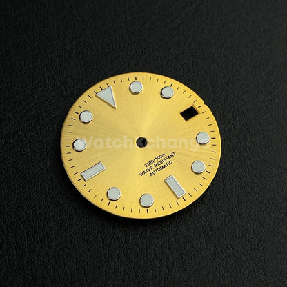 28.5mm Gold Watch Dial Green Luminous for SEIKO NH35 Watch Movement Parts