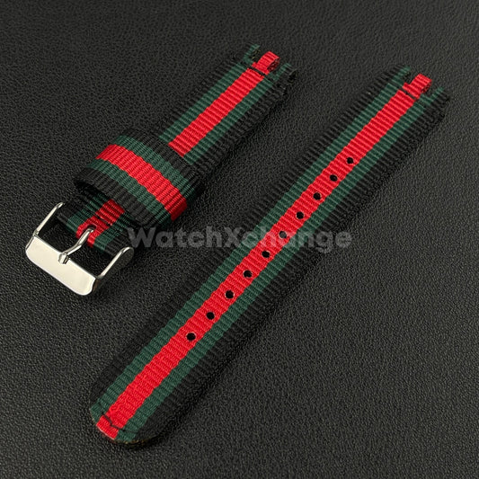 Black Green Red Nylon Strap For Swatch Canvas Watch Band Wristband 17/19/20mm