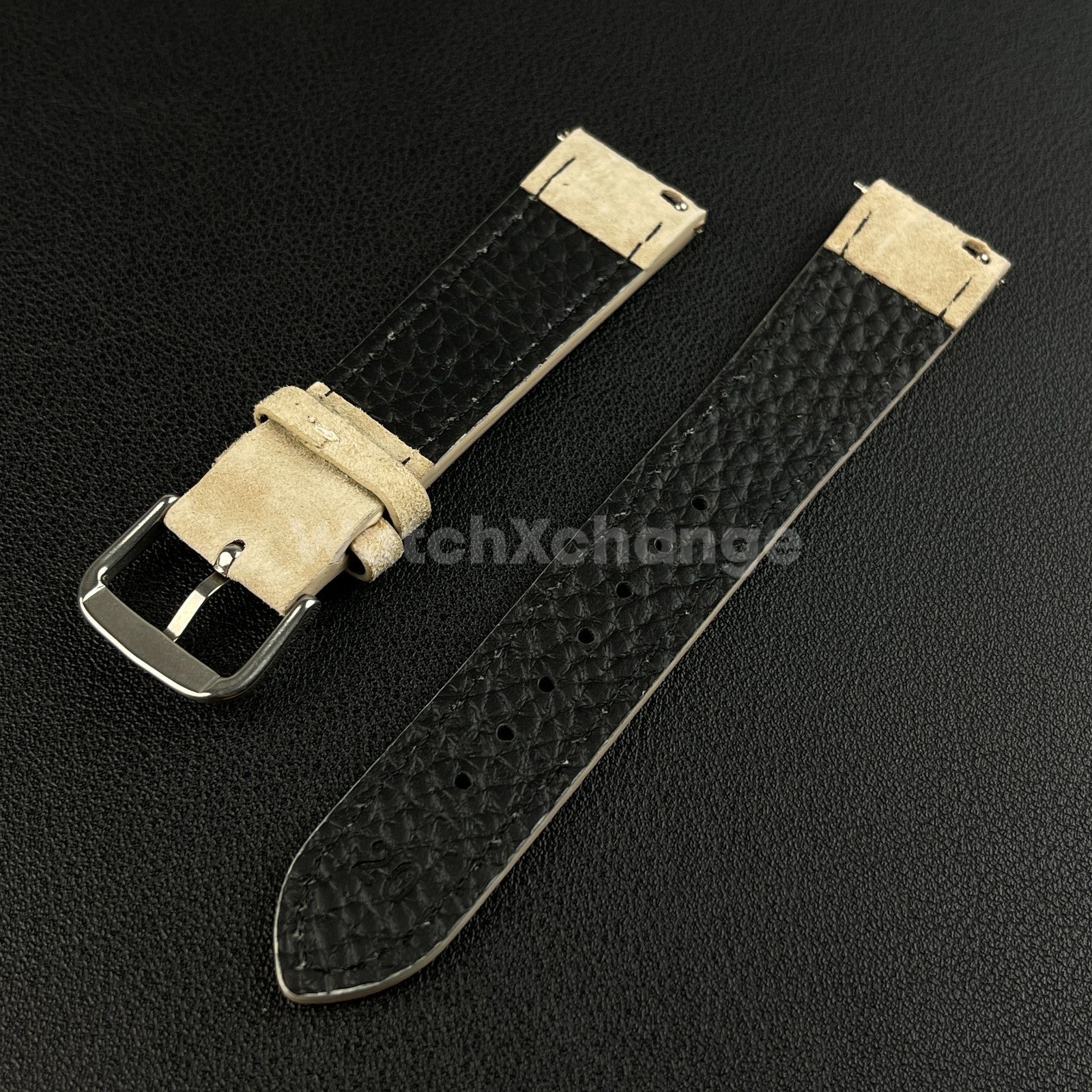 Beige Watch Strap Suede Leather Premium Quick Release Band 18 19 20 22mm