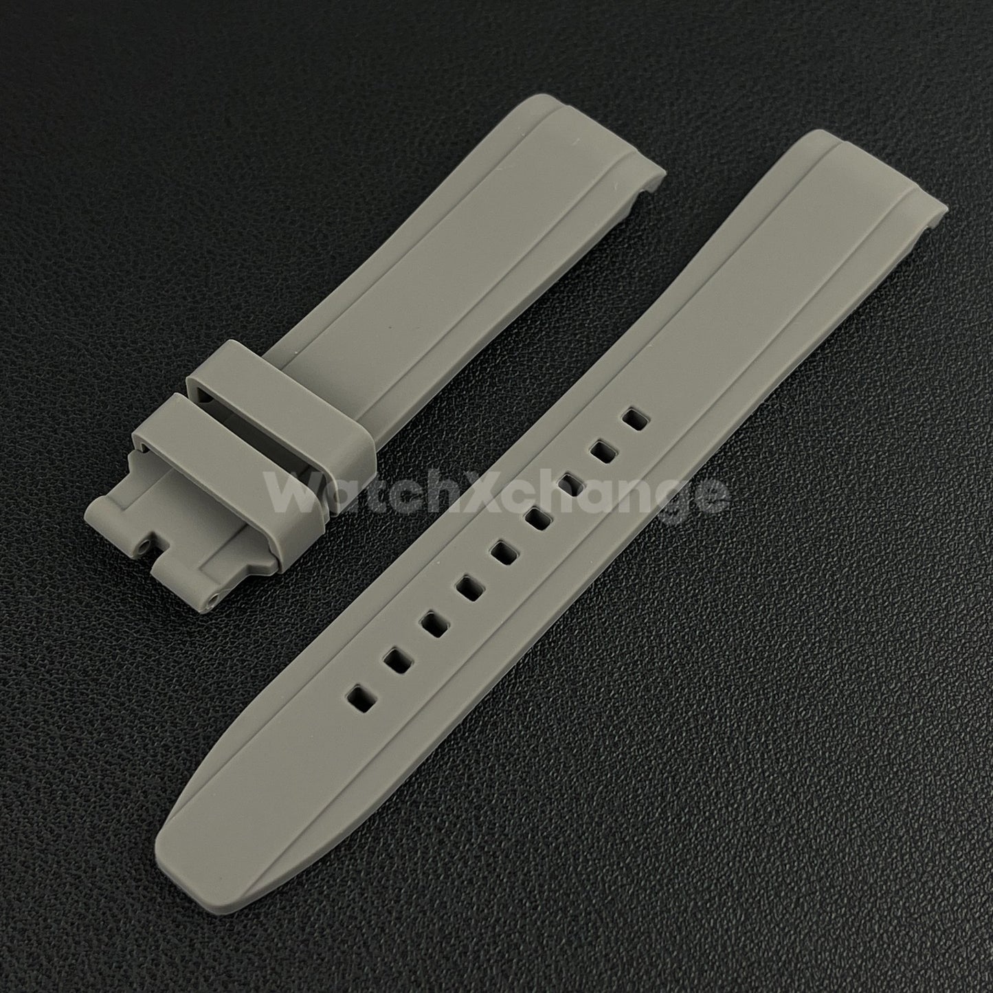 Grey 20mm Silicone Rubber Curved End Watch Strap Band For Rolex Submariner GMT