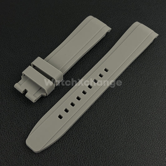 Grey 20mm Silicone Rubber Curved End Watch Strap Band For Rolex Submariner GMT