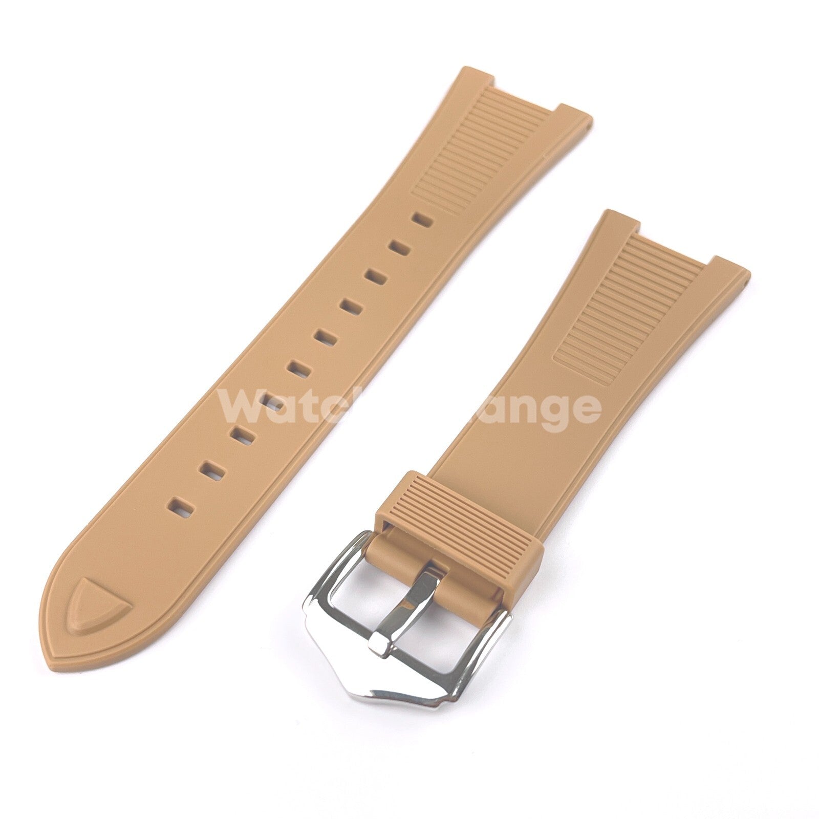 Light Brown Tan 25*12mm Rubber Watch Strap For Patek Phillip Nautilus 5711 5712