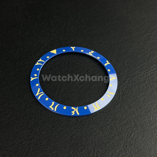38mm Ceramic Arabic Bezel insert Blue Gold For Rolex Seiko SKX SRPD