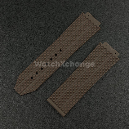 Brown Rubber Silicone Watch Strap Waterproof 26*19mm Fit HUBLOT BIG BANG Yubo