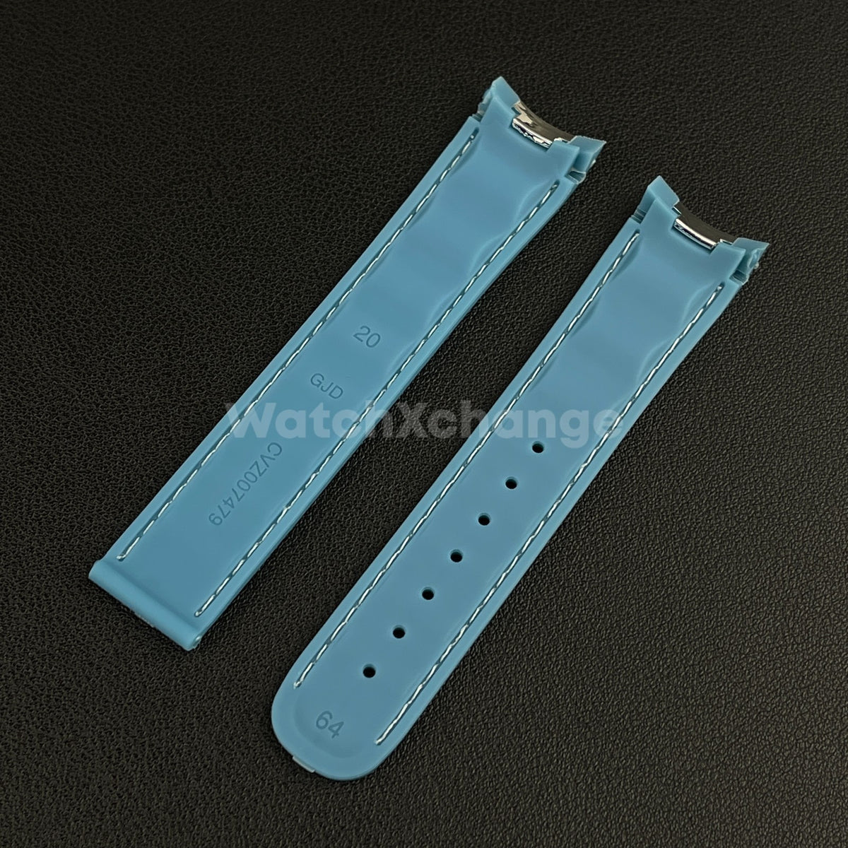 20mm For OMEGA Seamaster Aqua Terra Watch Silicone Rubber Strap Clasp Light Blue