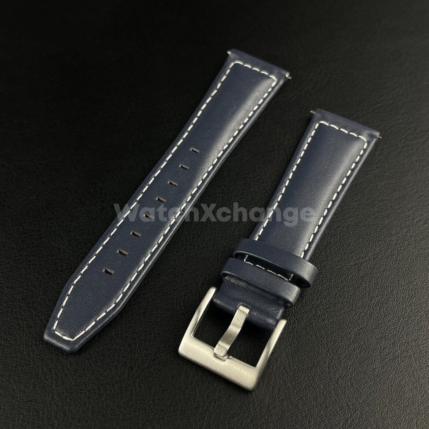 Blue Genuine Leather Watch Wrist Band Mens Strap 21/22mm Fit Longines Pioneer