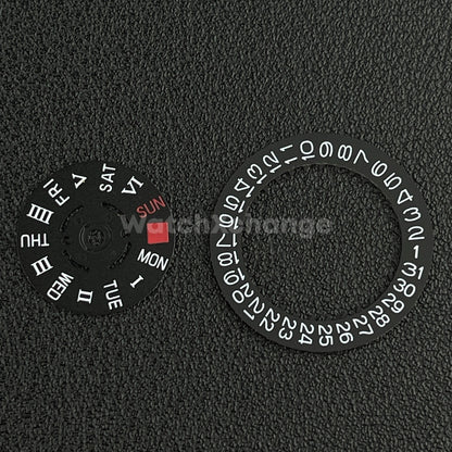 Roman Numeral & English Black White Day Week Date Disk Wheel for NH36 Movement