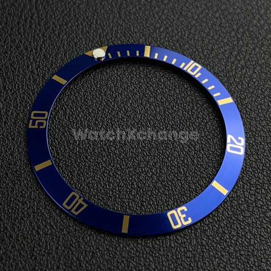 Blue & Gold 37.6mm Aluminium Watch Bezel Insert for Rolex 16610 Seiko