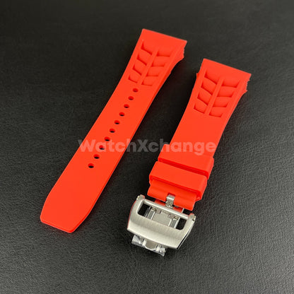 Red 25mm-Spring Bar-Watch Rubber Band Strap For RICHARD MILLE RM011 RM-11