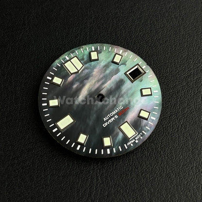 29mm Black Pearl Watch Dial Green Luminous for SEIKO NH35 NH36 Watch Movement
