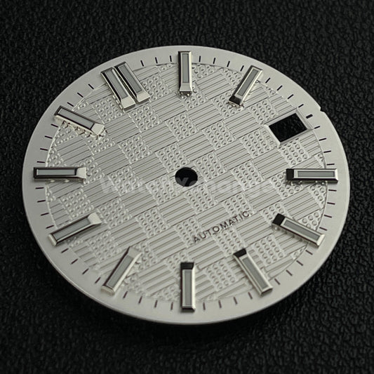 28.5mm White Grid Dots Pattern Texture Watch Dial for SEIKO NH35 NH36 Movement