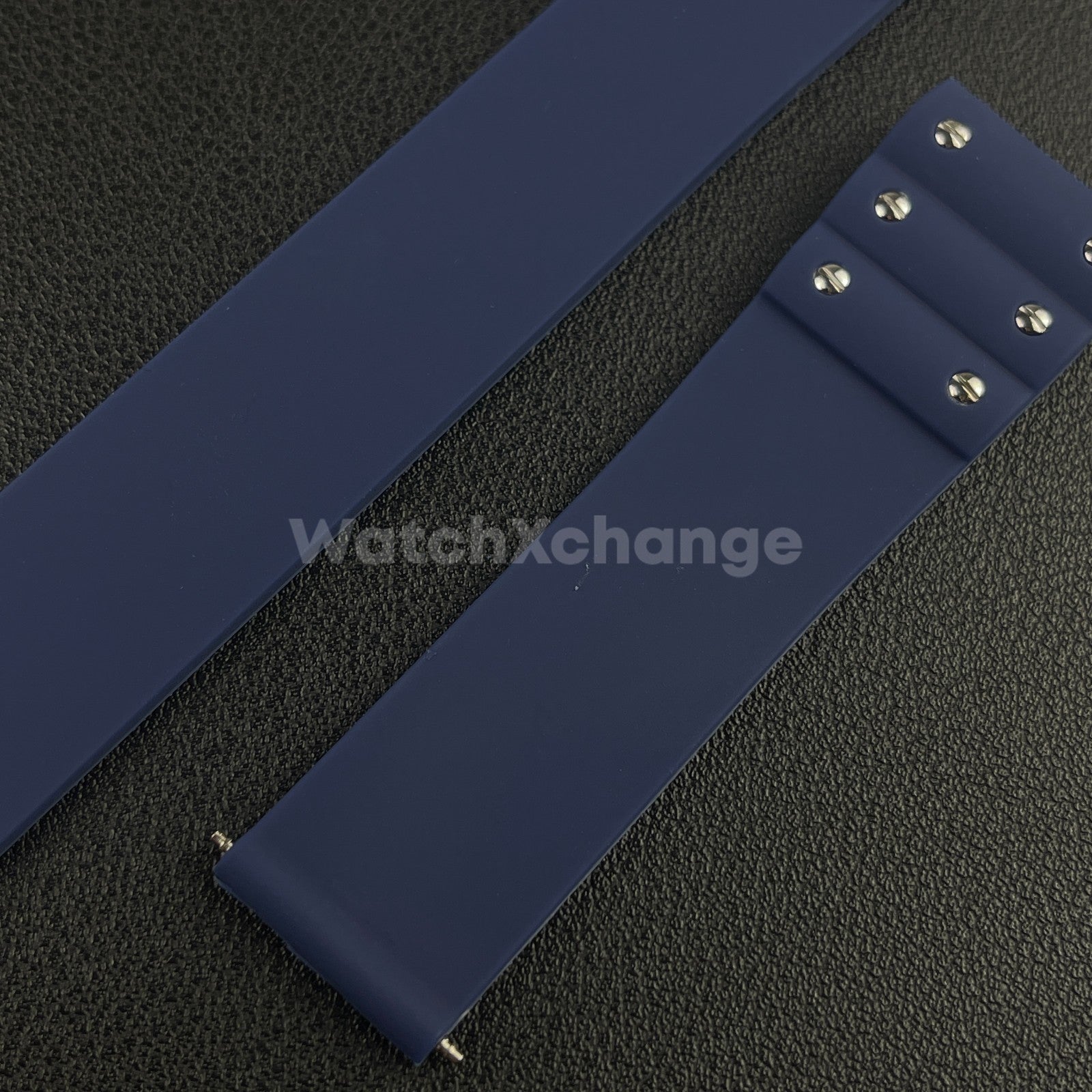 Blue 21mm Silicone Rubber Watch Strap For Cartier Santos