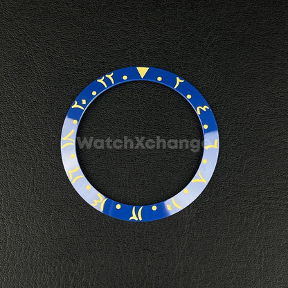 38mm Ceramic Arabic Bezel insert Blue Gold For Rolex Seiko SKX SRPD