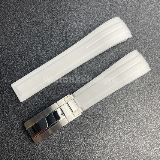 Replacement OYSTERFLEX 20mm White Silicone Rubber Watch Strap Band For Rolex