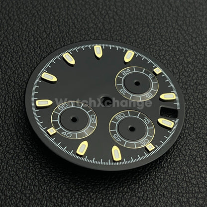 Black & Gold 30mm Modified Watch Dial Accessory for VK63 Quartz Movement